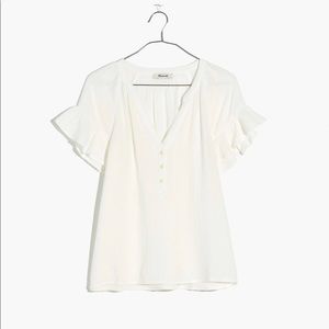 FLASH SALE NWT Madewell White Ruffle Sleeve Top